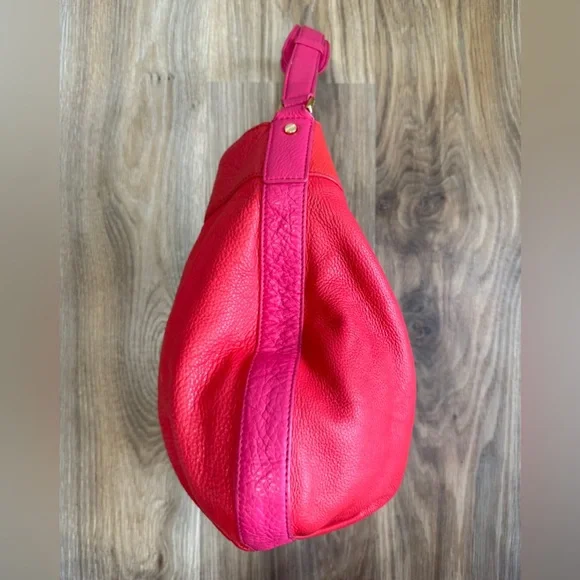 TORY BURCH Stacked T Hobo Bag Red & Fuchsia EUC - Picture 7 of 8